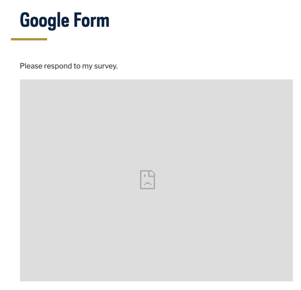 A sad document icon indicating the form could not be loaded.