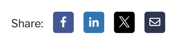 Share Menu showing icons for Facebook, LinkedIn, X, and email