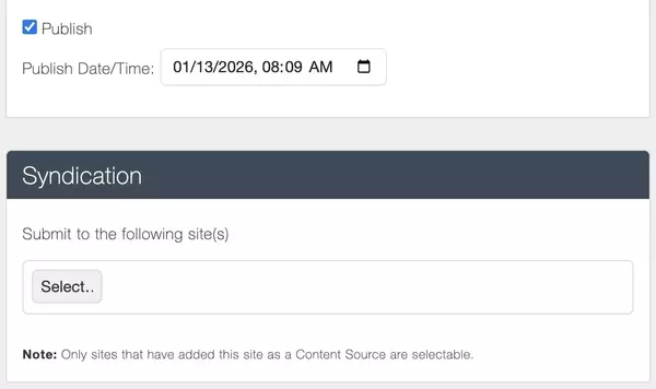 Conductor interface showing the Syndication search-box.